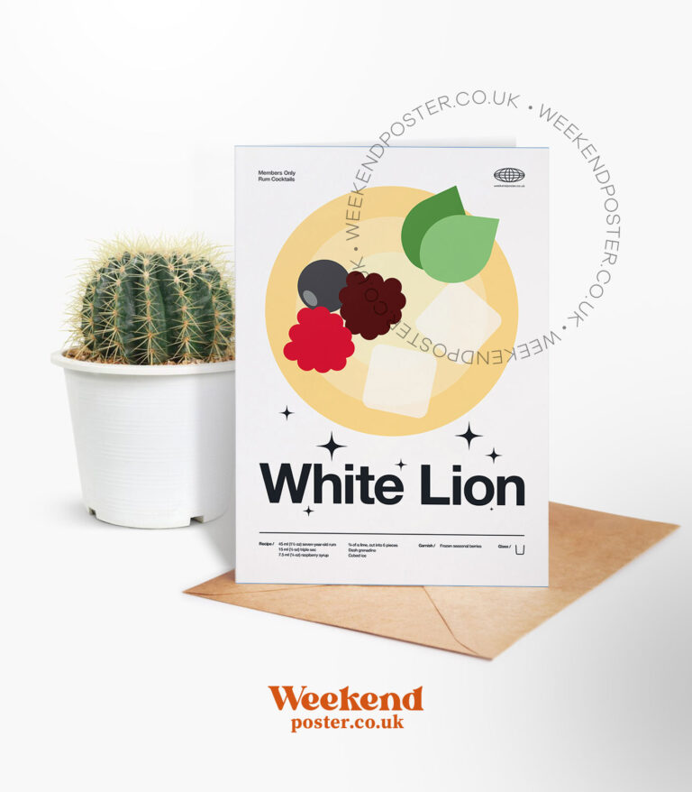 Mid-century modern White Lion Cocktail greeting card