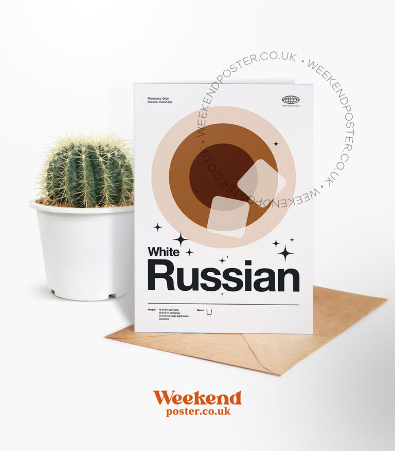 Mid-century modern White Russian Cocktail greeting card