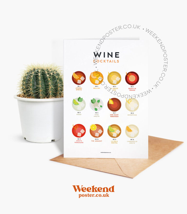Mid-century modern Wine Cocktails Guide greeting card