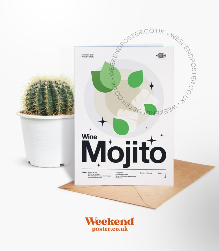 Mid-century modern Wine Mojito Cocktail greeting card