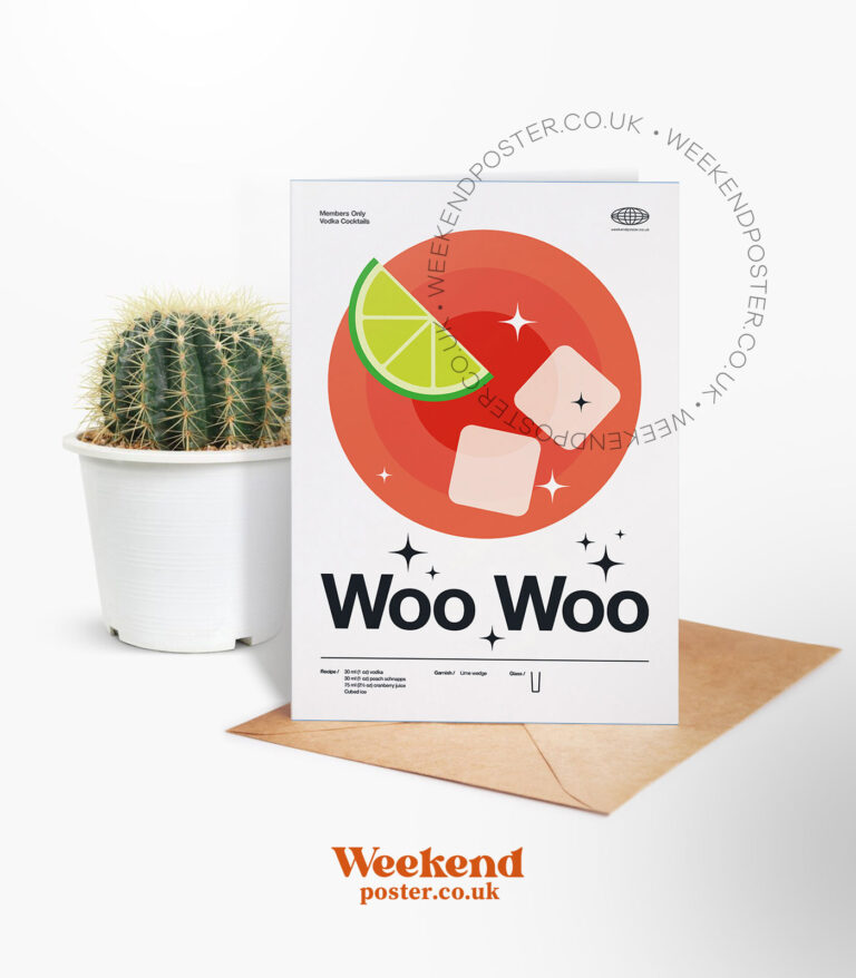 Mid-century modern Woo Woo Cocktail greeting card