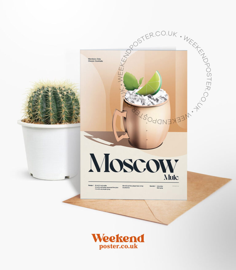 Mid-century retro Moscow Mule Cocktail greeting card