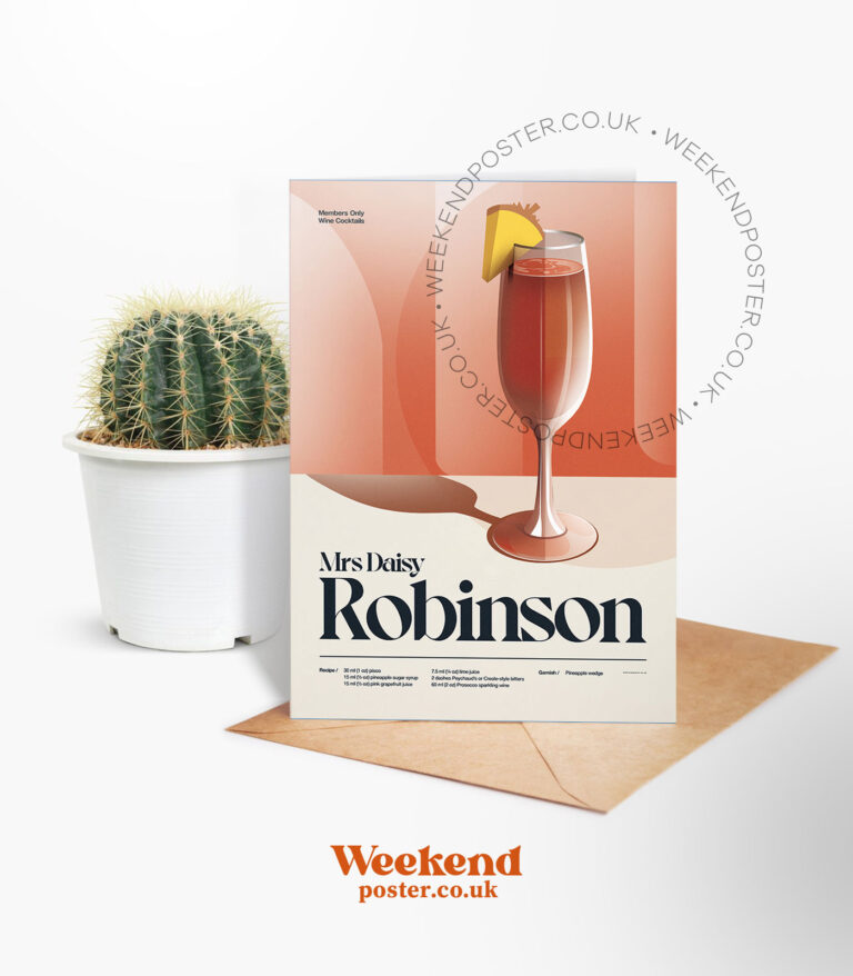 Mid-century retro Mrs Daisy Robinson Cocktail greeting card