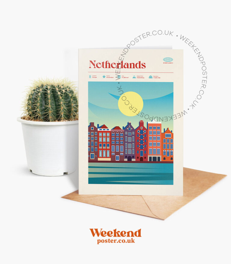 Mid-century modern Netherlands retro travel greeting card