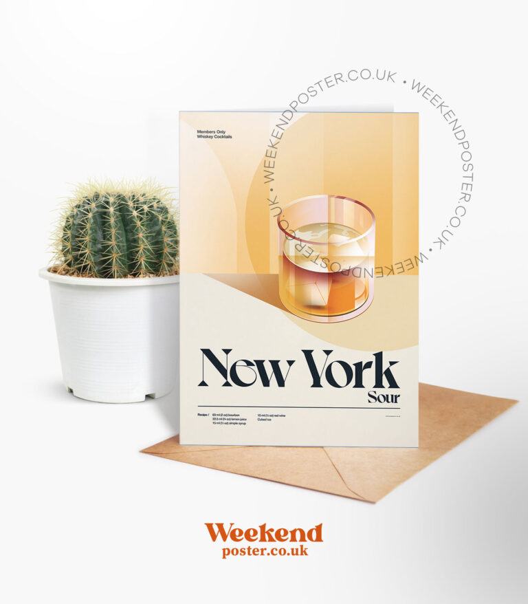 Mid-century retro New York Sour Cocktail greeting card