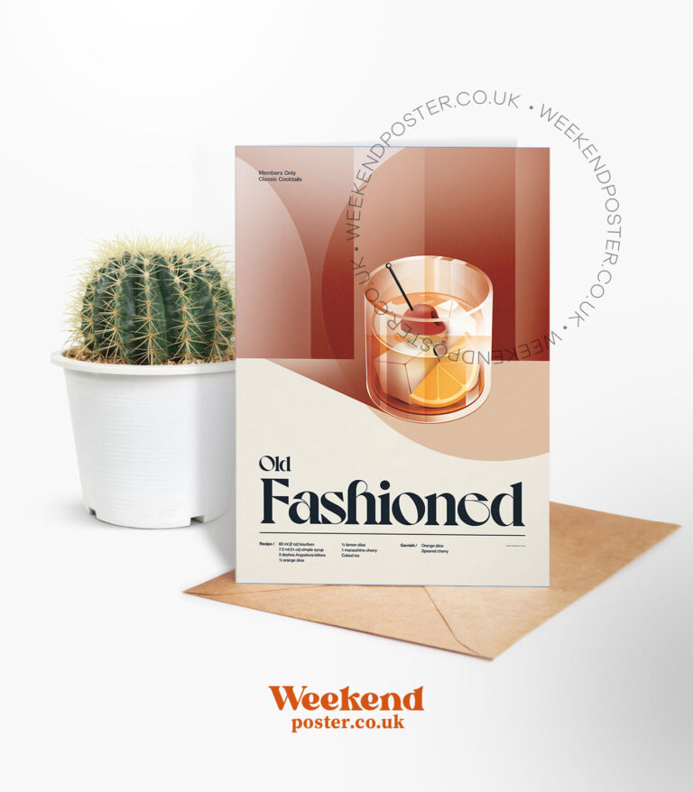 Mid-century retro Old Fashioned Cocktail greeting card