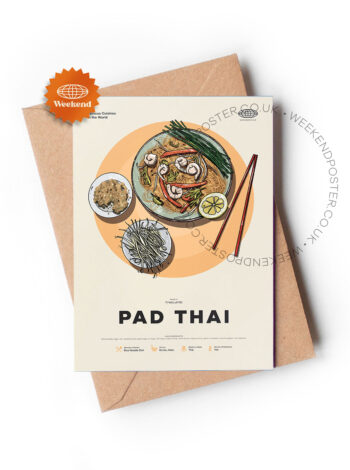 Mid-century modern Pad Thai recipe greeting card