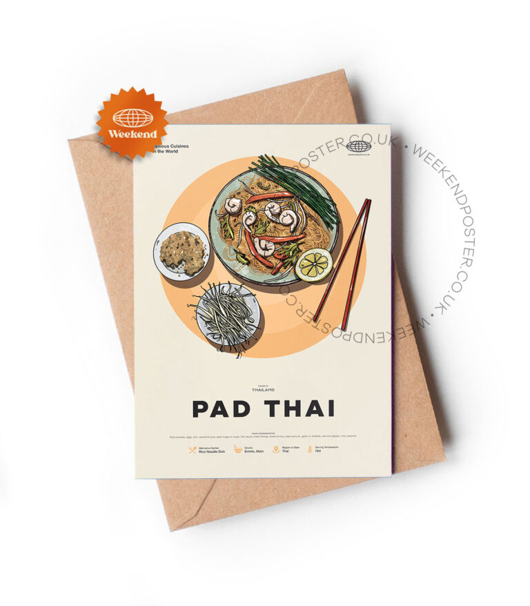 Mid-century modern Pad Thai recipe greeting card