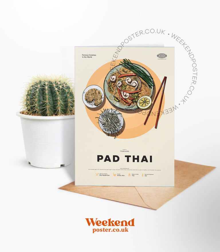 Mid-century modern Pad Thai recipe greeting card