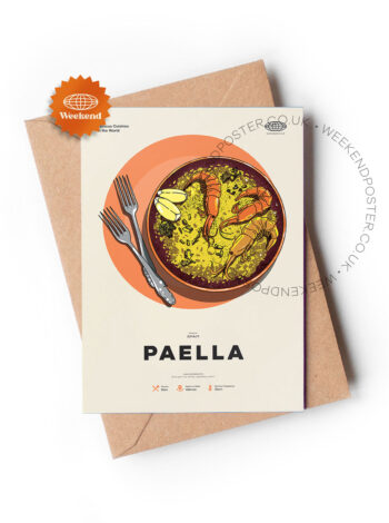 Mid-century modern Paella recipe greeting card