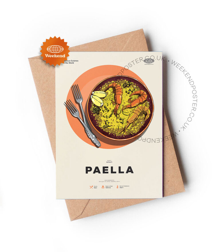 Mid-century modern Paella recipe greeting card