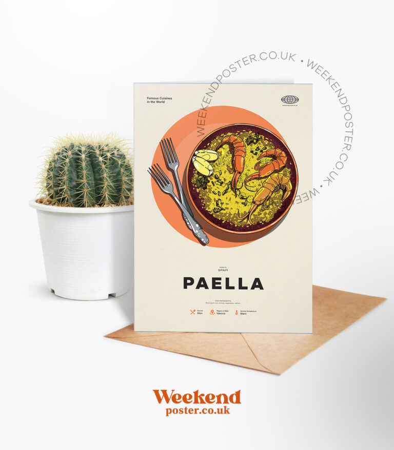 Mid-century modern Paella recipe greeting card