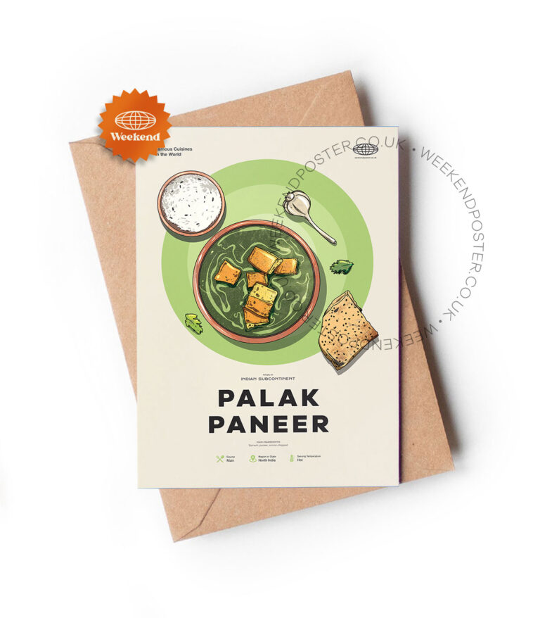 Mid-century modern Palak Paneer recipe greeting card
