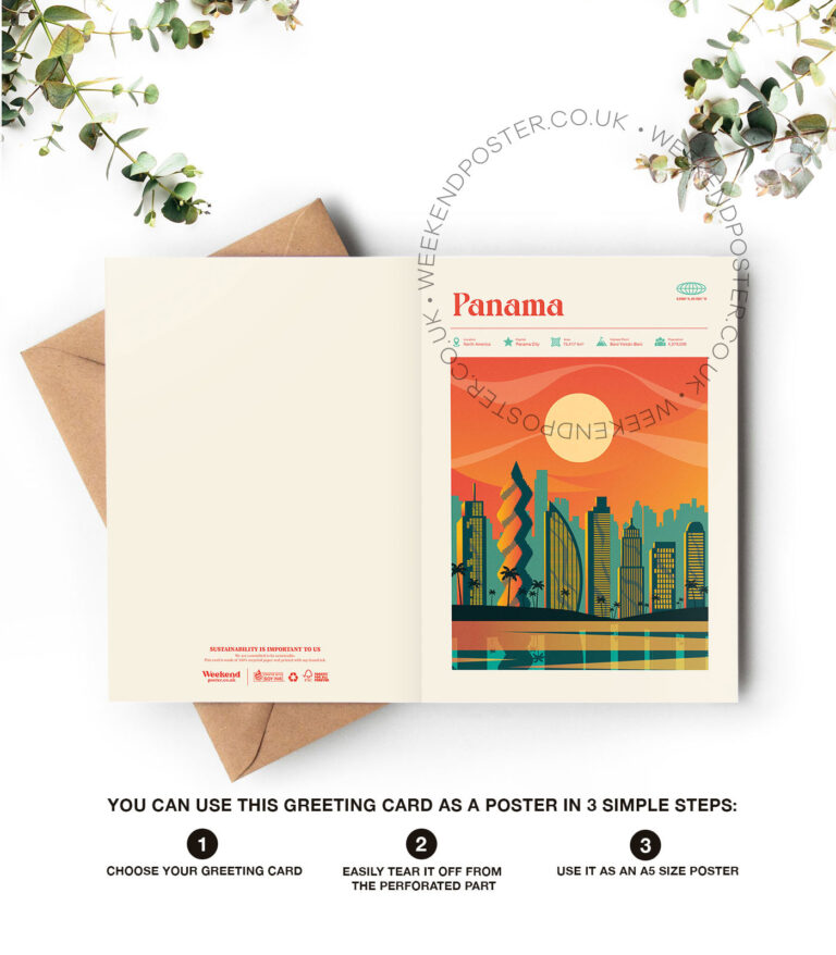 Mid-century modern Panama retro travel greeting card