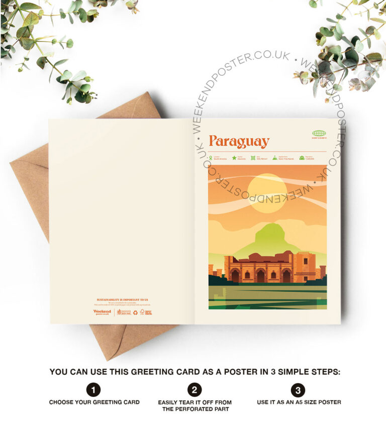 Mid-century modern Paraguay retro travel greeting card