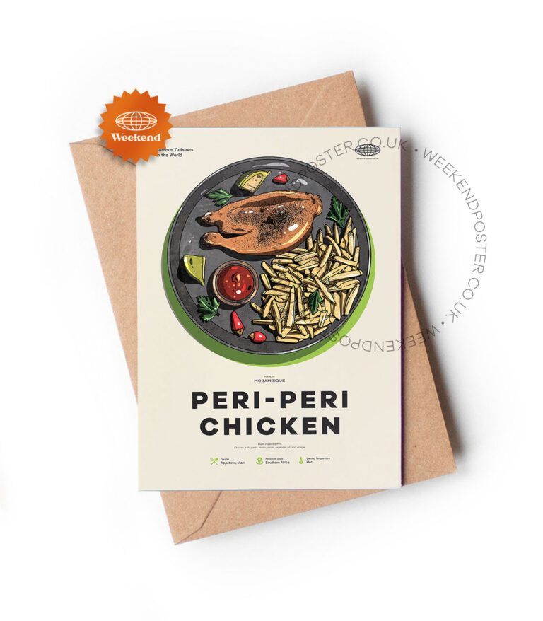 Mid-century modern Peri Peri Chicken recipe greeting card