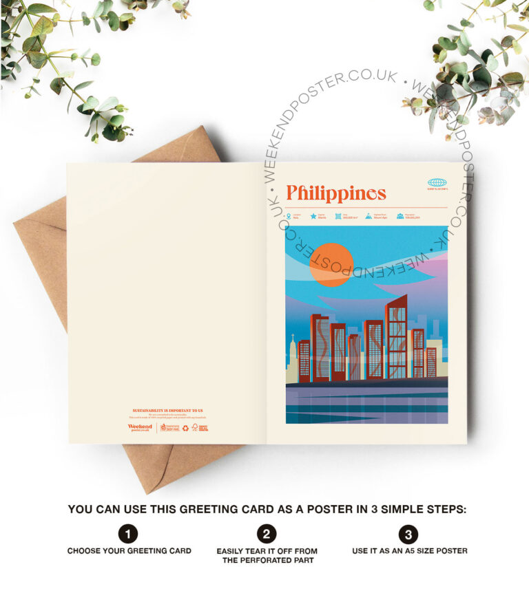 Mid-century modern Philippines retro travel greeting card