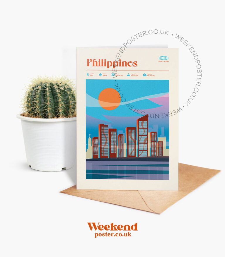 Mid-century modern Philippines retro travel greeting card