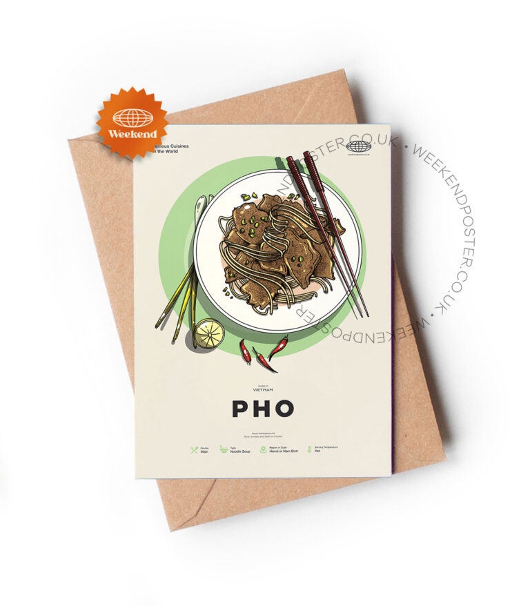 Mid-century modern Pho recipe greeting card