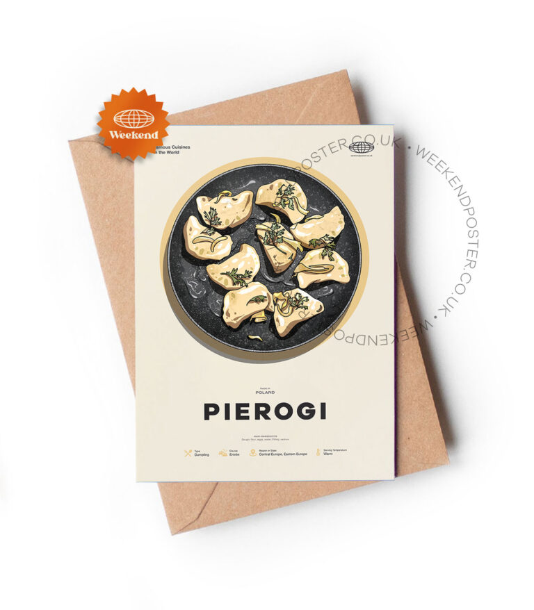 Mid-century modern Pierogi recipe greeting card
