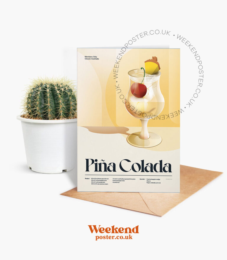 Mid-century retro Pina Colada Cocktail greeting card