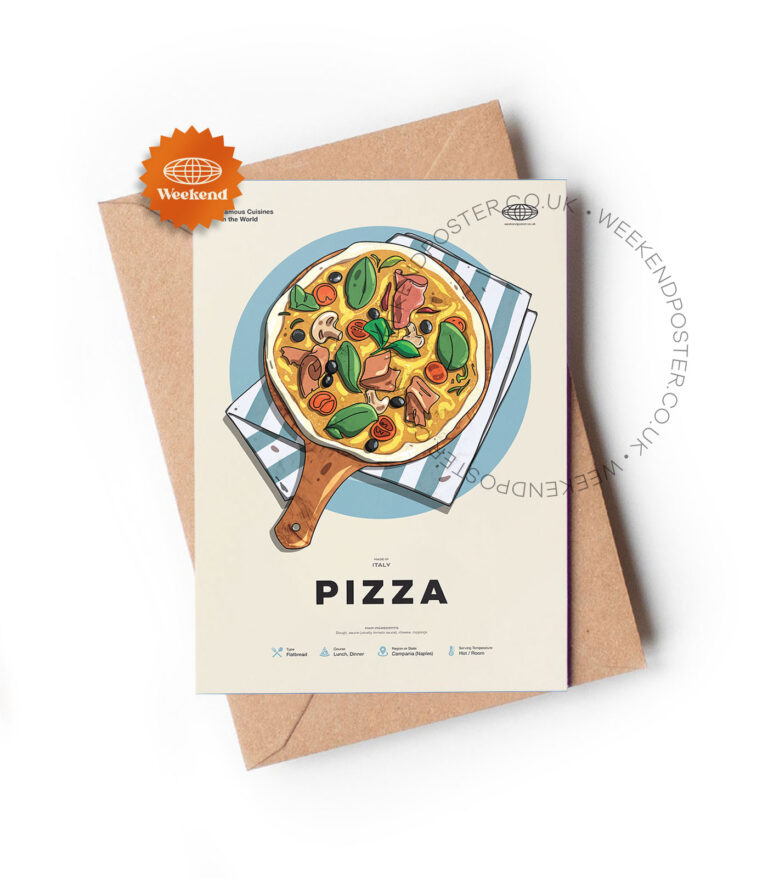 Mid-century modern Pizza recipe greeting card