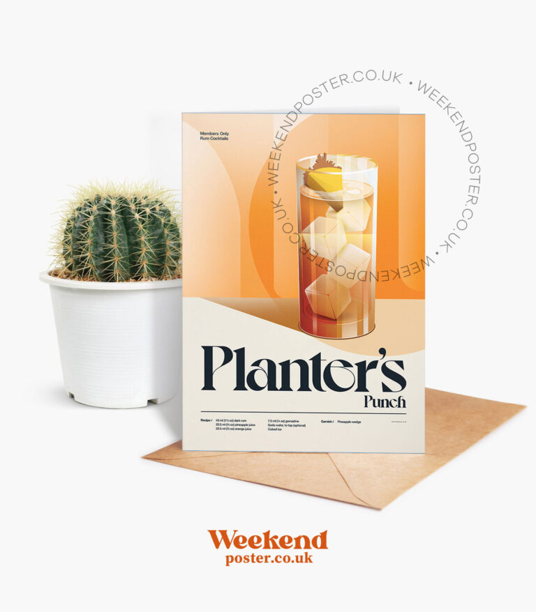Mid-century retro Planter's Punch Cocktail greeting card