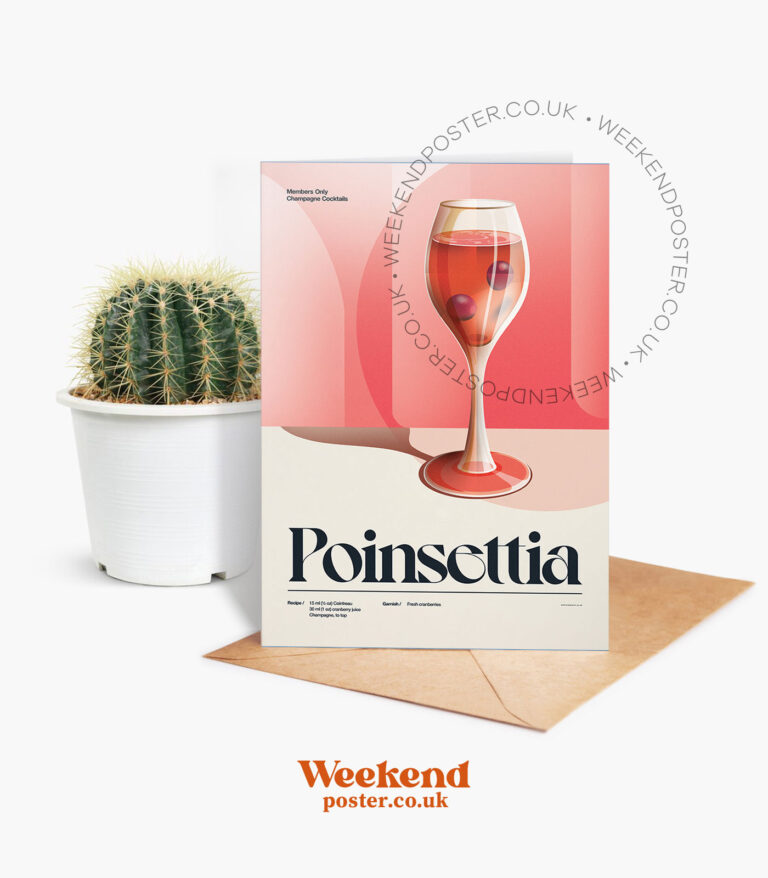 Mid-century retro Poinsettia Cocktail greeting card