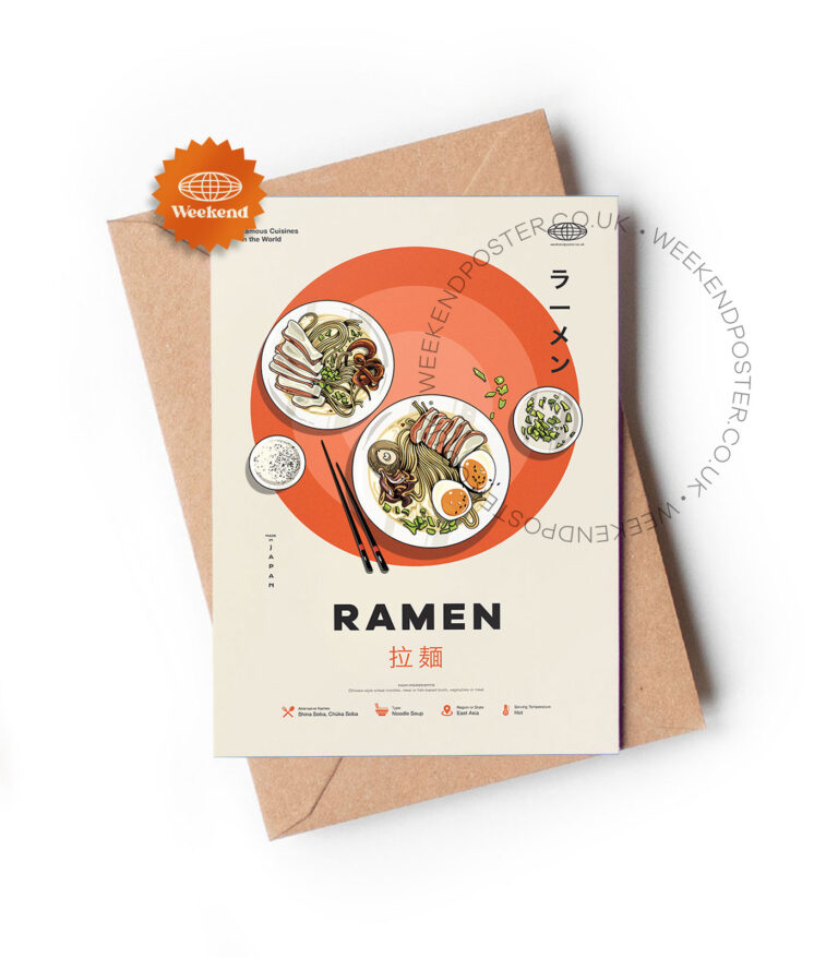 Mid-century modern Ramen recipe greeting card