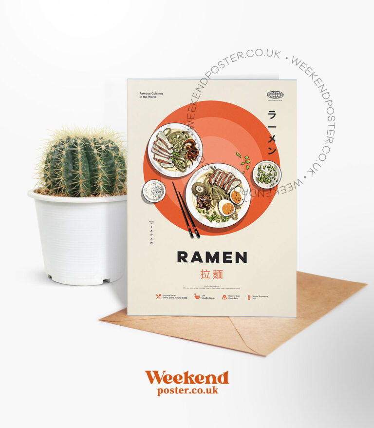 Mid-century modern Ramen recipe greeting card