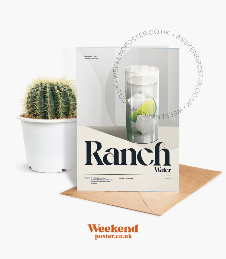 Mid-century retro Ranch Water Cocktail greeting card