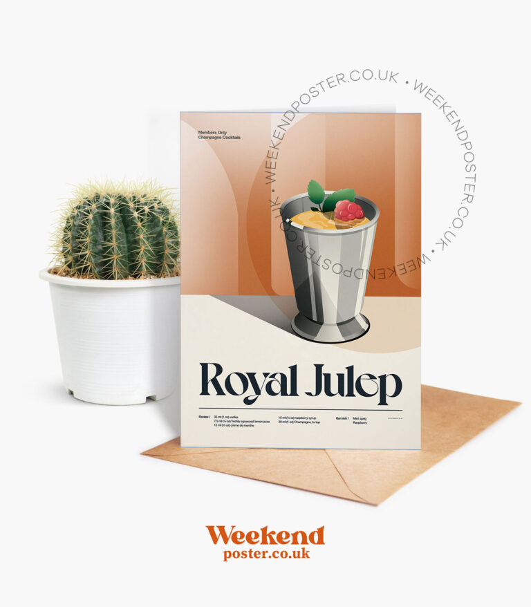 Mid-century retro Royal Julep Cocktail greeting card