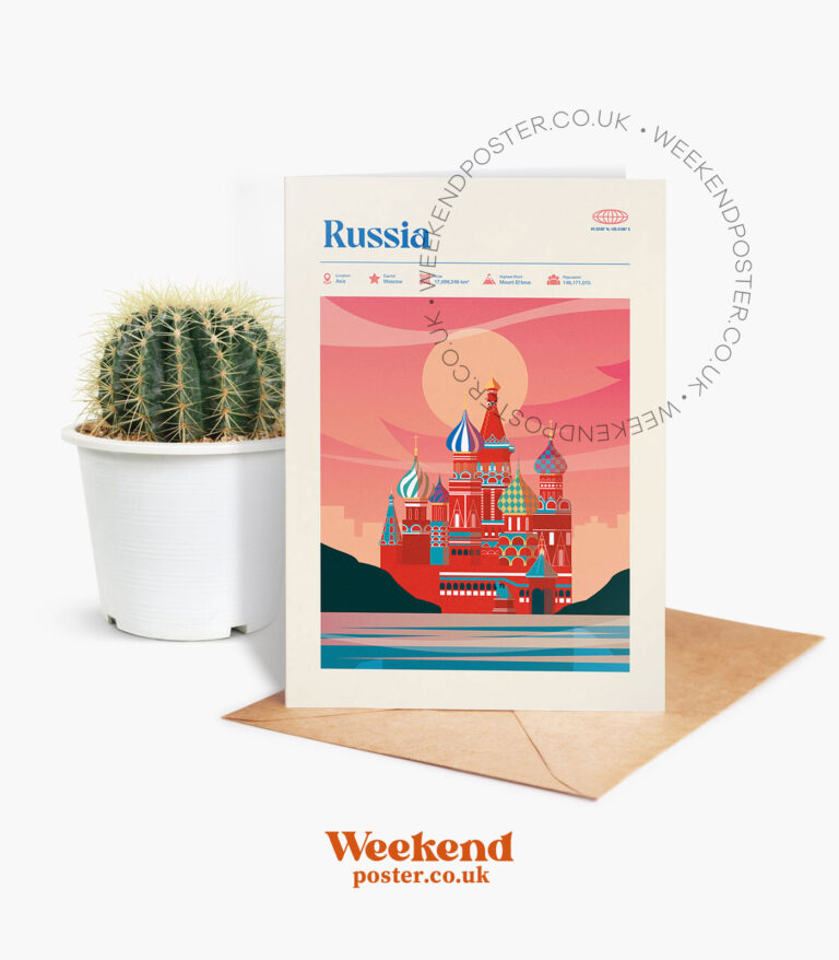 Mid-century modern Russia retro travel greeting card
