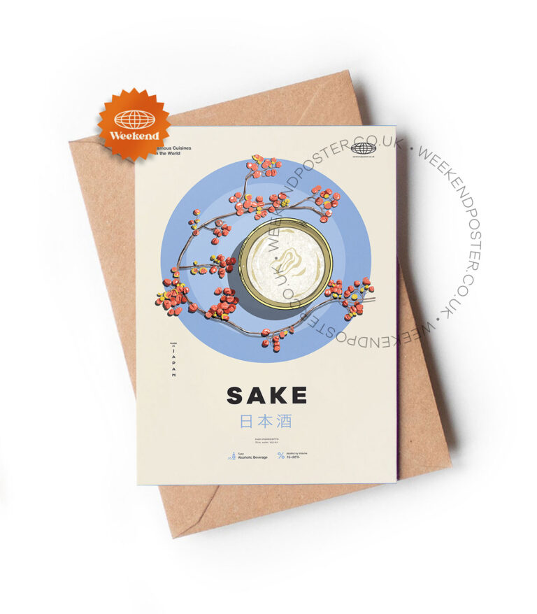 Mid-century modern Sake recipe greeting card