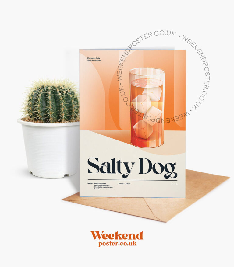 Mid-century retro Salty Dog Cocktail greeting card