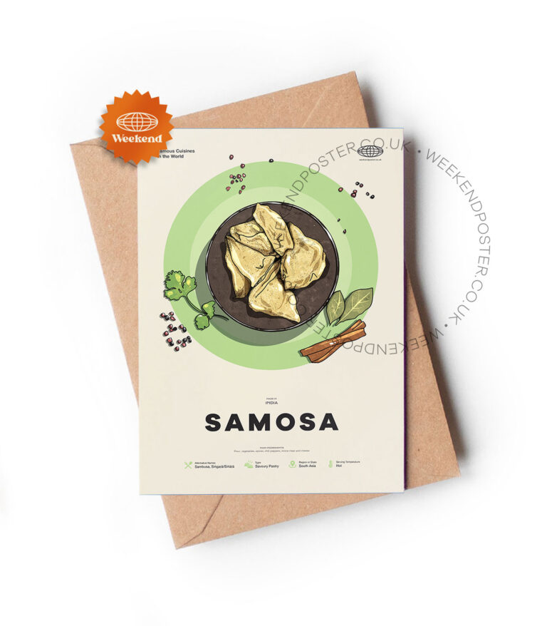 Mid-century modern Samosa recipe greeting card