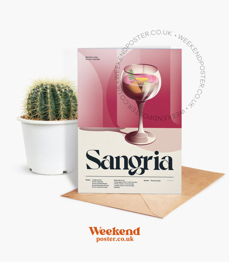 Mid-century retro Sangria Cocktail greeting card