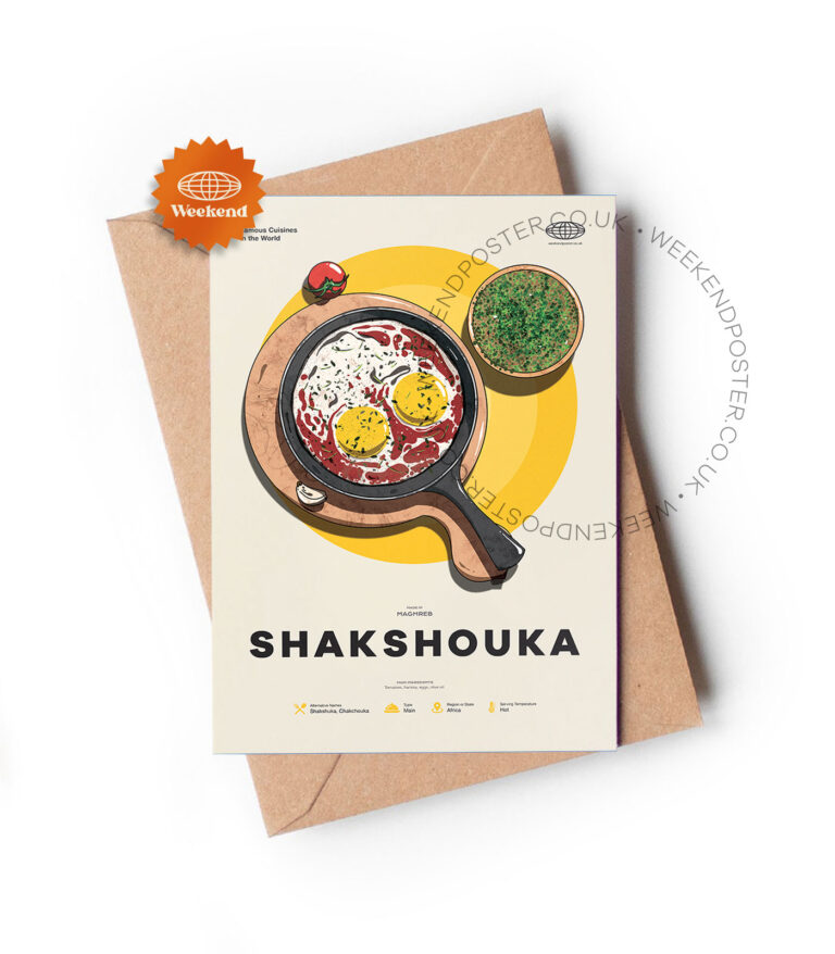 Mid-century modern Shakshouka recipe greeting card