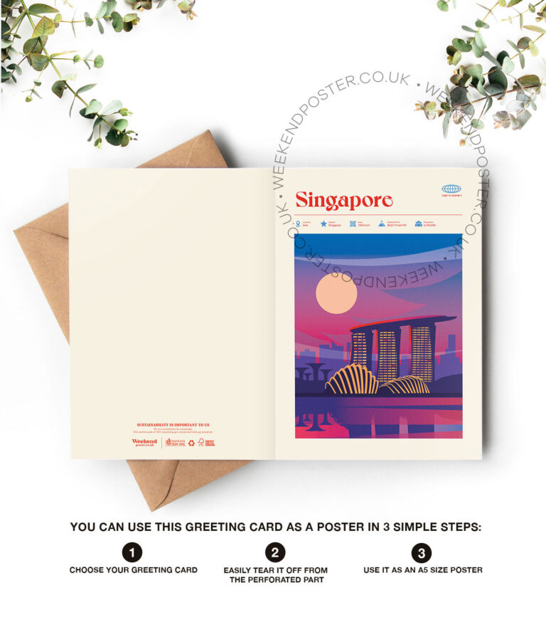 Mid-century modern Singapore retro travel greeting card