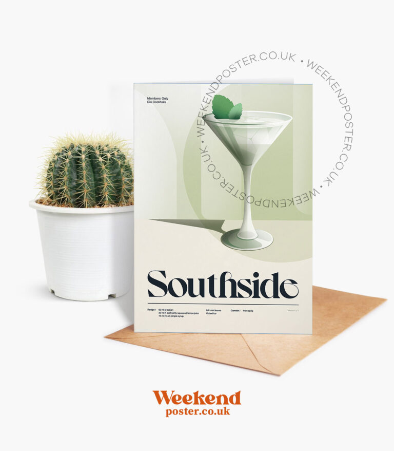 Mid-century retro Southside Cocktail greeting card