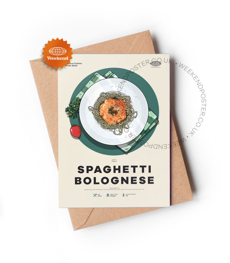 Mid-century modern Spaghetti Bolognese recipe greeting card