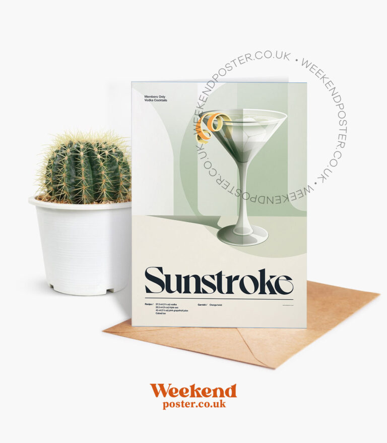 Mid-century retro Sunstroke Cocktail greeting card