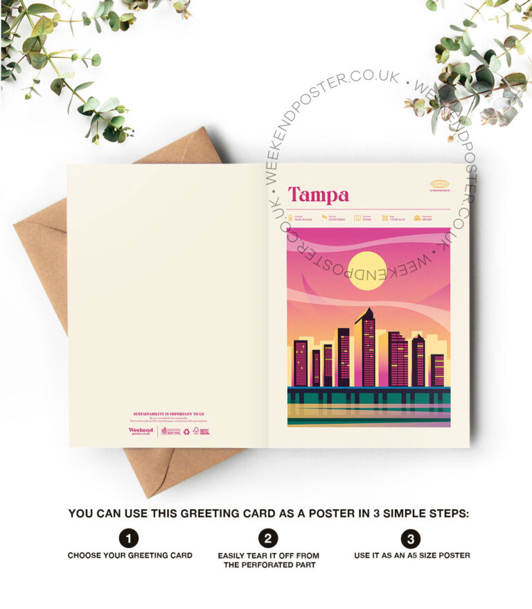 Mid-century modern Tampa retro travel greeting card