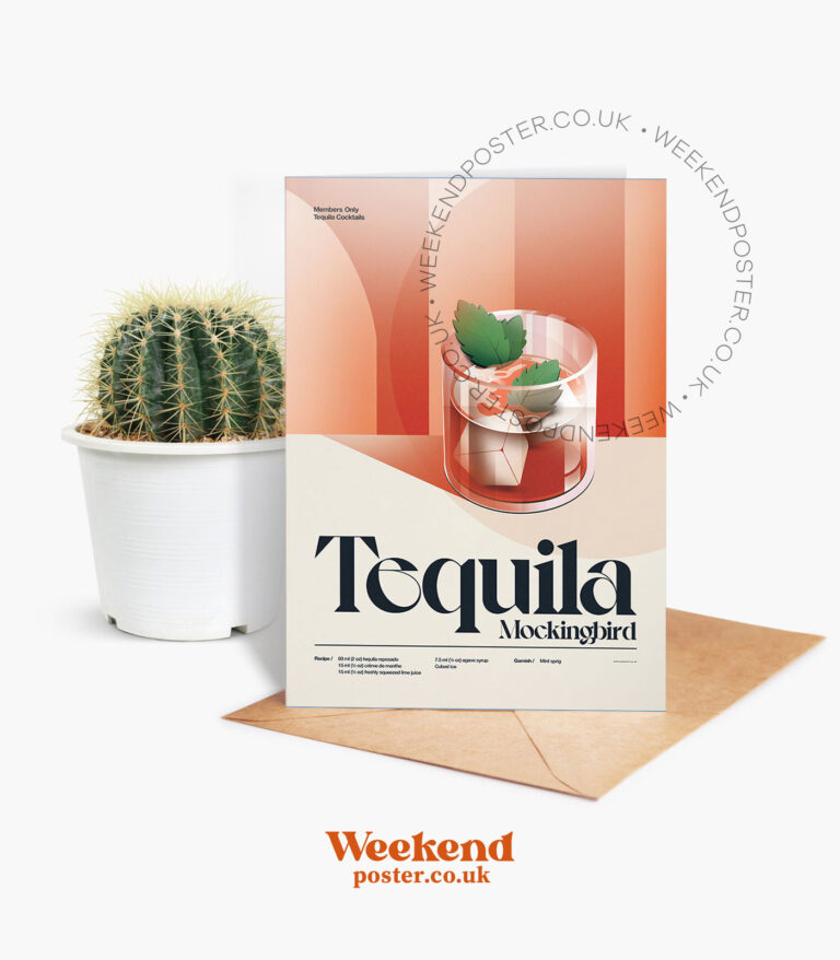 Mid-century retro Tequila Mockingbird Cocktail greeting card