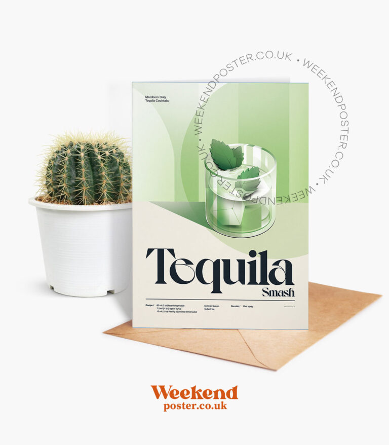 Mid-century retro Tequila Smash Cocktail greeting card