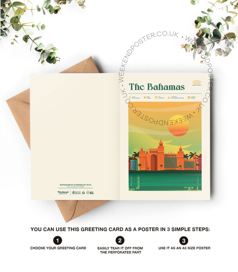 Mid-century modern The Bahamas retro travel greeting card