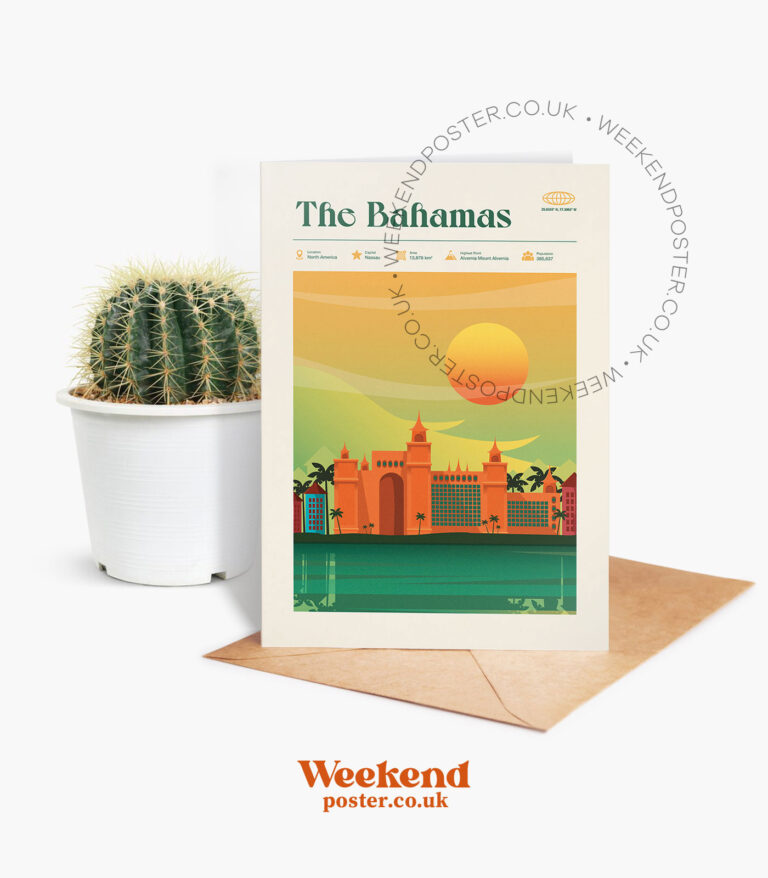 Mid-century modern The Bahamas retro travel greeting card