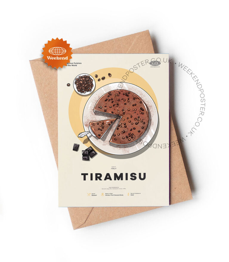 Mid-century modern Tiramisu recipe greeting card