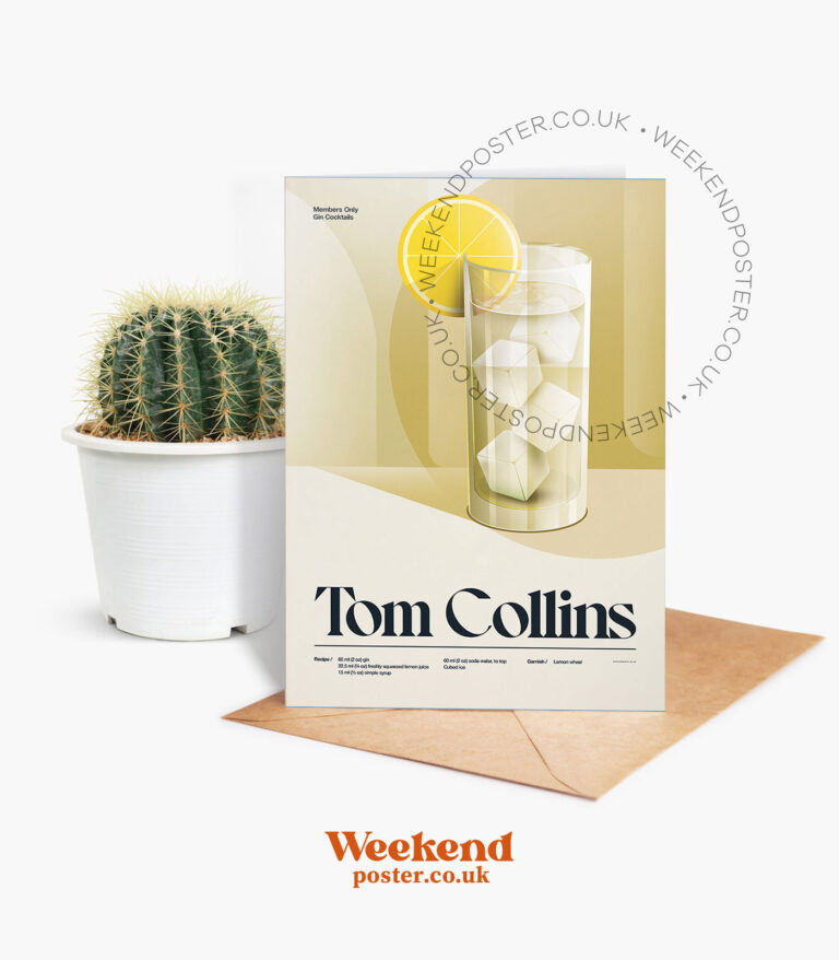 Mid-century retro Tom Collins Cocktail greeting card