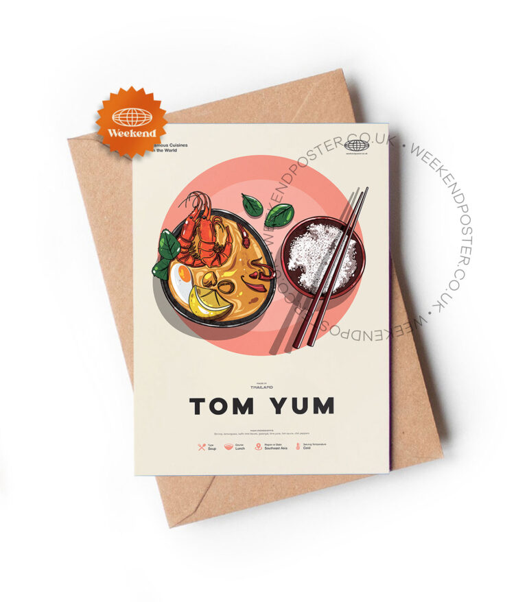 Mid-century modern Tom Yum recipe greeting card